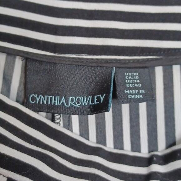 Cynthia Rowley Striped Wide Leg Crop Culotte Pants Black White Size 10 - Picture 6 of 8